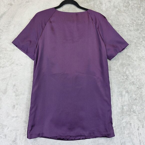 Michael Kors Shirt Womens Size 10 Purple Pleated Short Sleeve Tunic Dressy Top - Picture 13 of 13